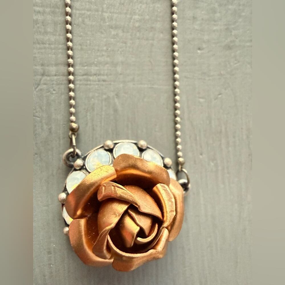 Sabika Crystal Rose Flower Pendant Necklace